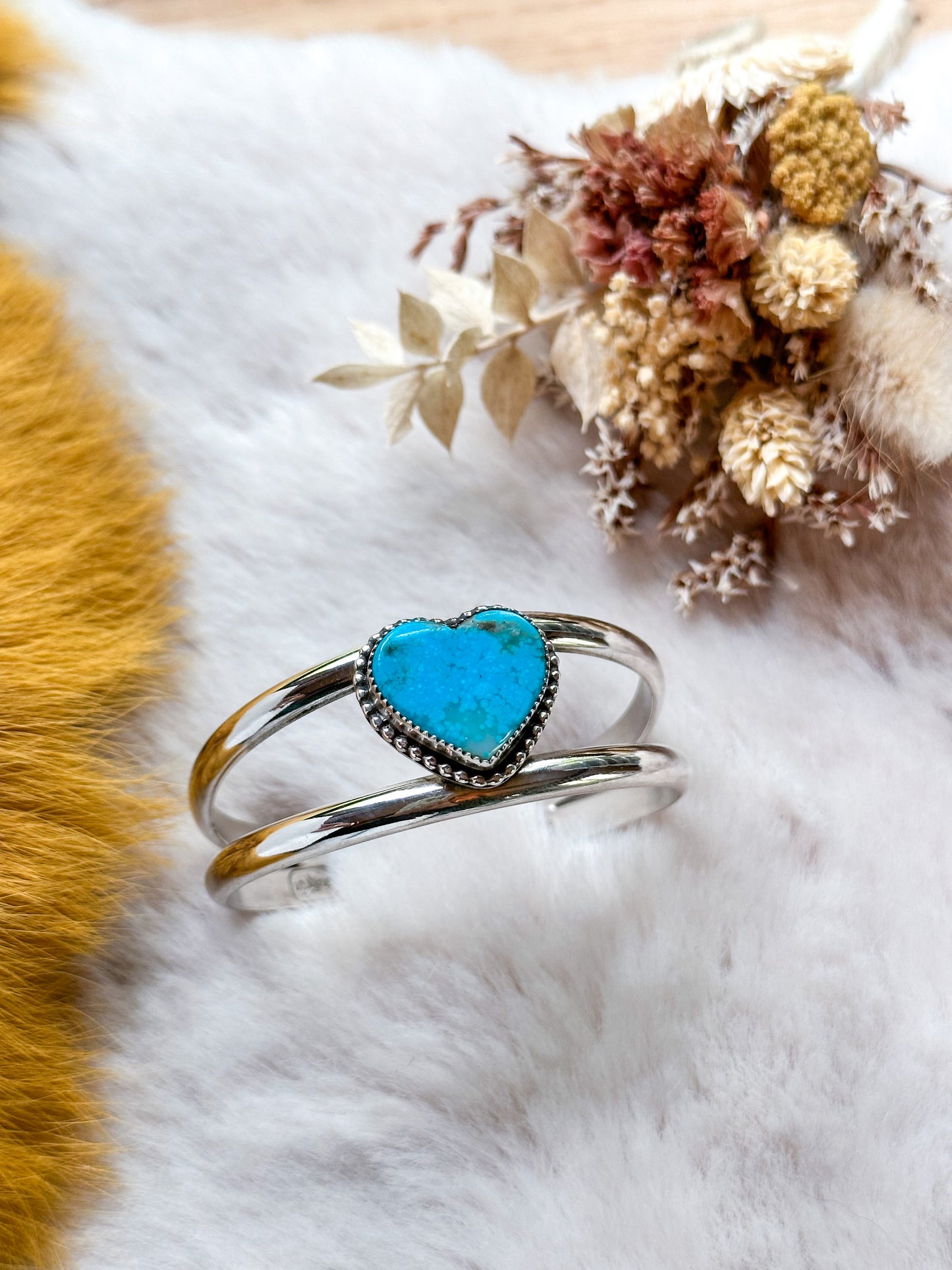 Custom turquoise Heart cuff for Gina ONLY