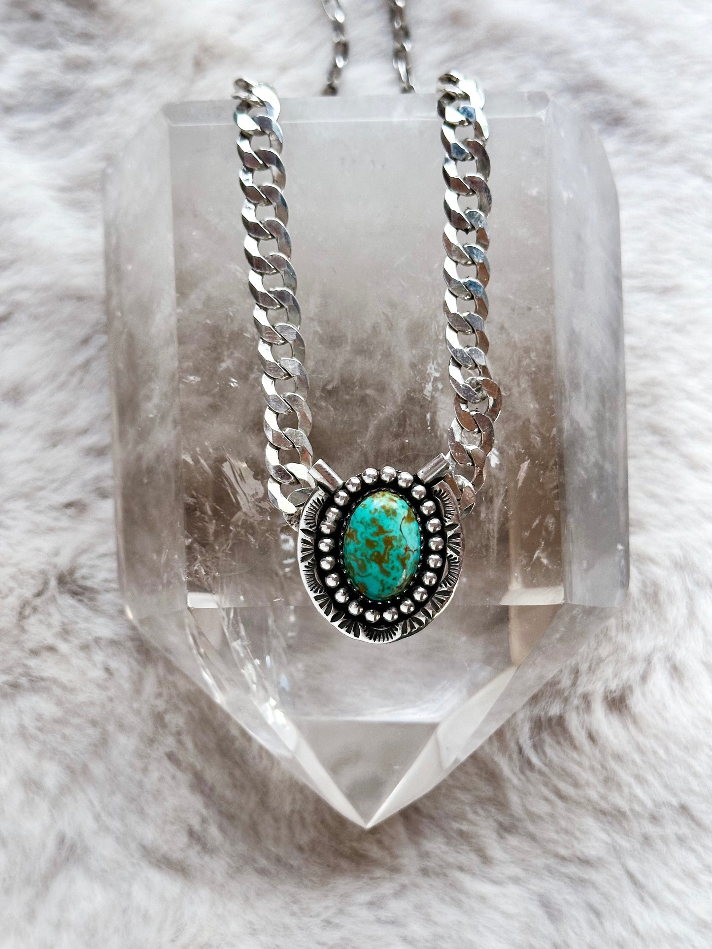 Lucky horseshoe necklace with Royston turquoise for Kaitlyn ONLY