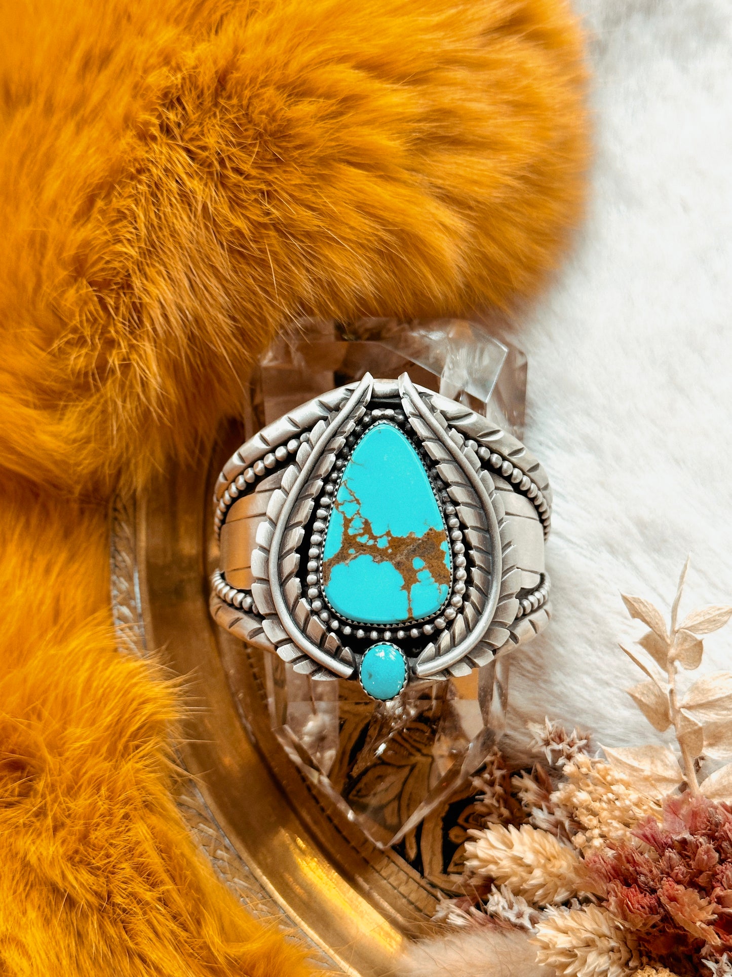 Halcyon Heirloom Botanical Cuff with Sonoran Turquoise