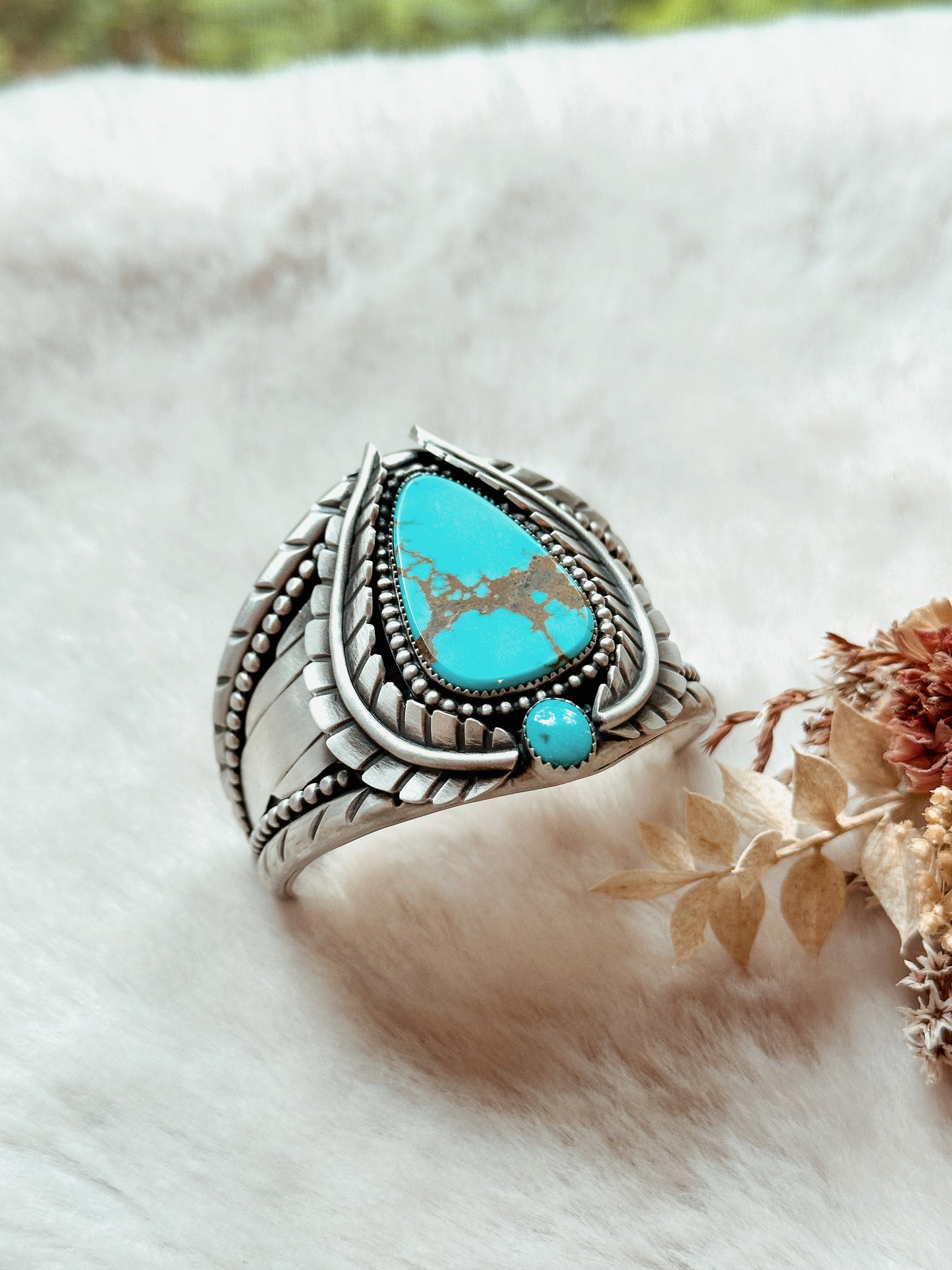 Halcyon Heirloom Botanical Cuff with Sonoran Turquoise
