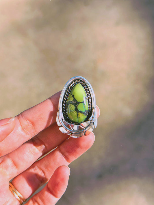 Forest Maiden Polychrome Turquoise Botanical Ring - Finished in Your Size