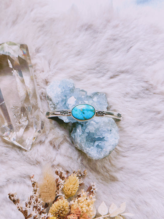 Hand Stamped Cuff with Golden Hills Turquoise