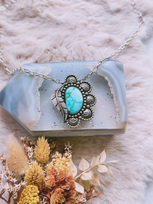 Gorgeous Royston Turquoise Botanical Necklace