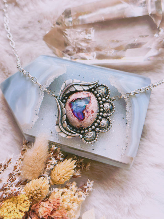 Stunning, Glittery Opal Botanical Necklace