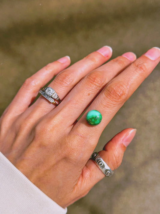 No. 3  Emerald Valley Turquoise Scalloped Ring - Choose your Size