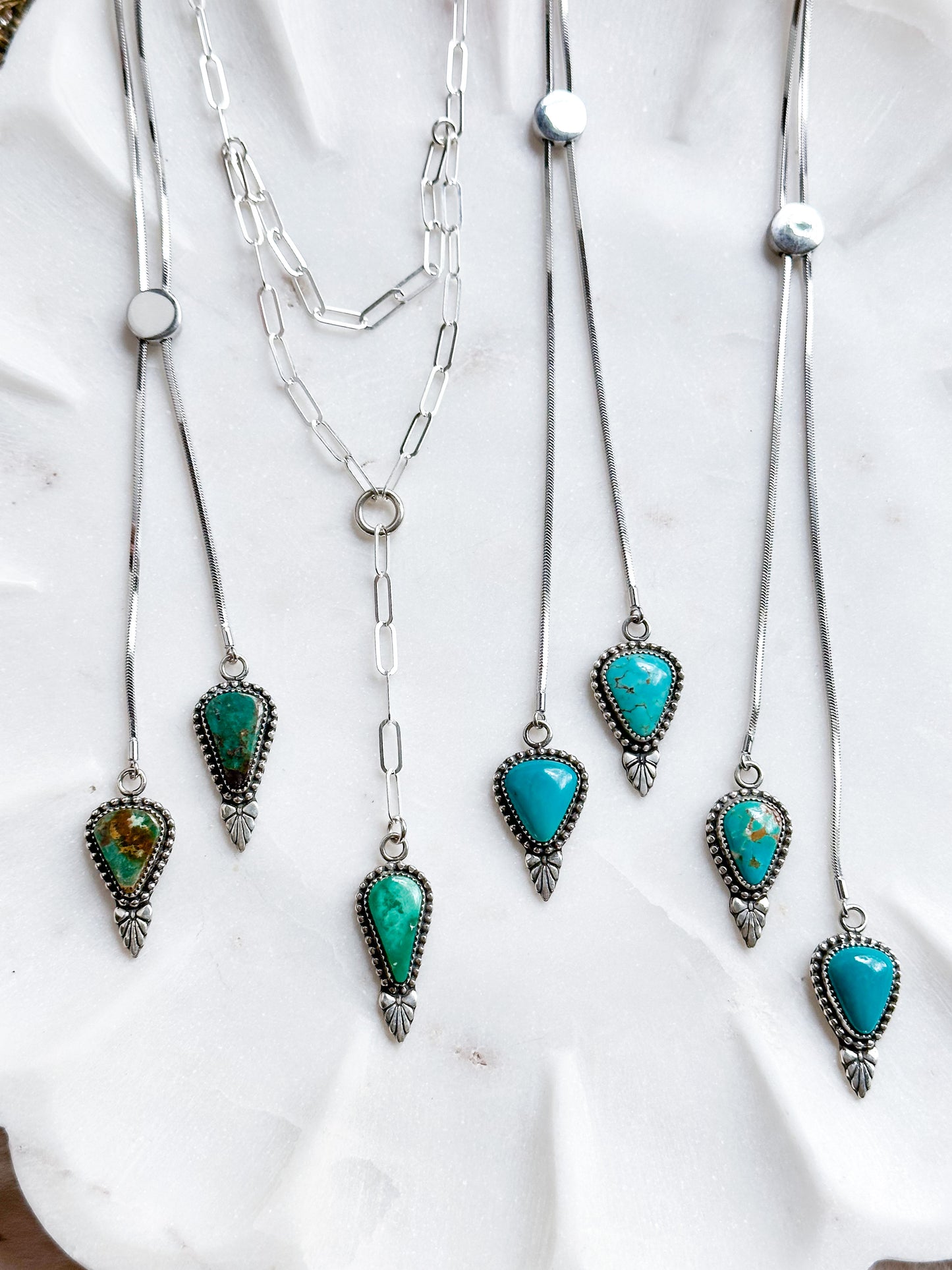 Edin Bolo Lariat Necklace with Turquoise Mountain Turquoise